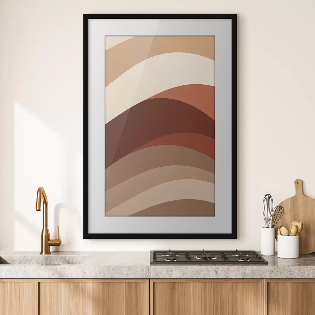 Poster Lignes aux teintes chaudes rappelant la couleur du café f50284