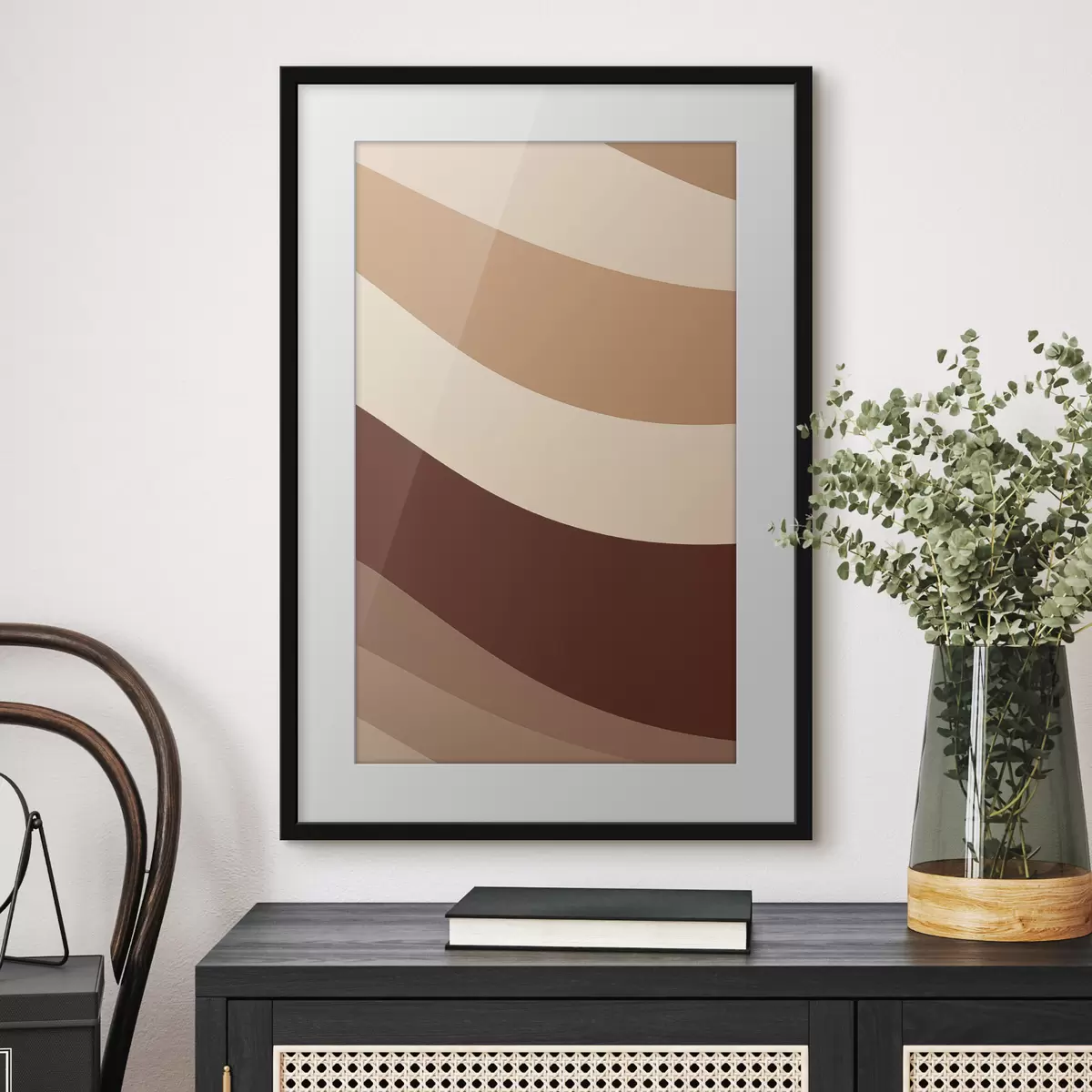 Poster Rayures chocolat-crème f50285
