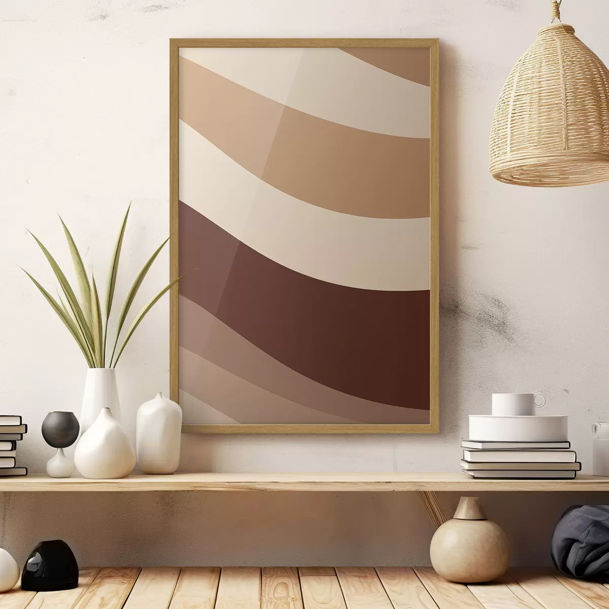 Poster Rayures chocolat-crème f50285