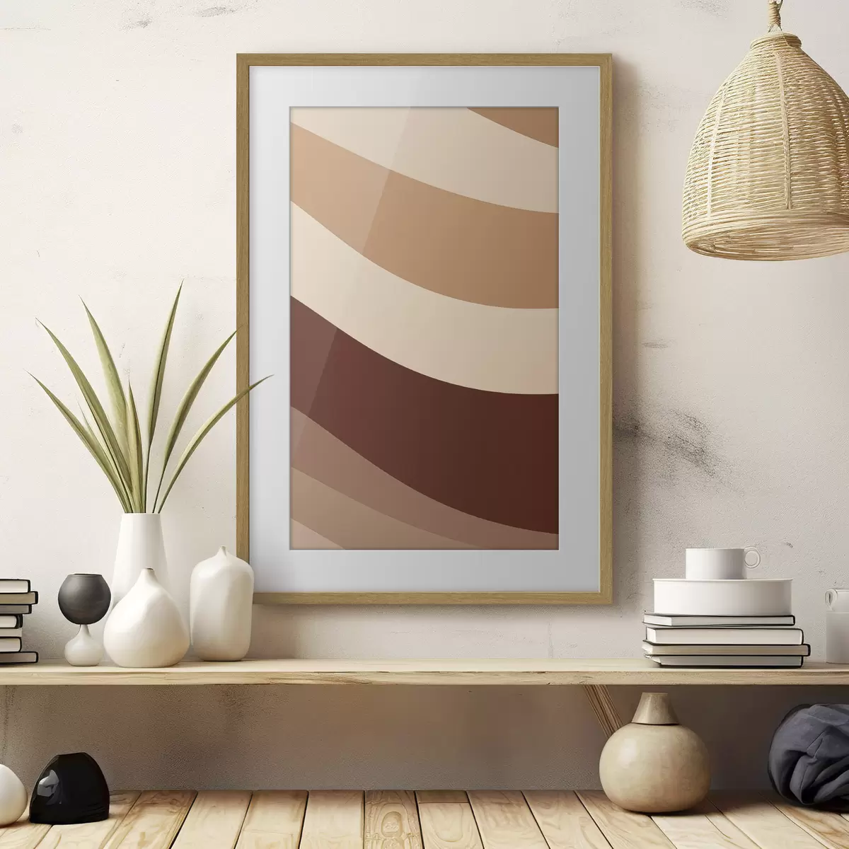 Poster Rayures chocolat-crème f50285