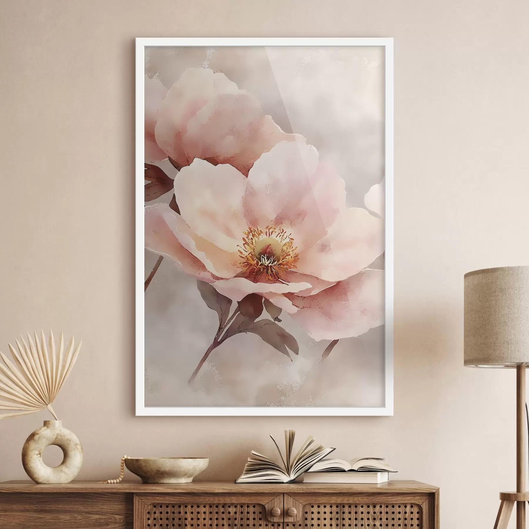 Papier peint Pivoine rose délicate f50290