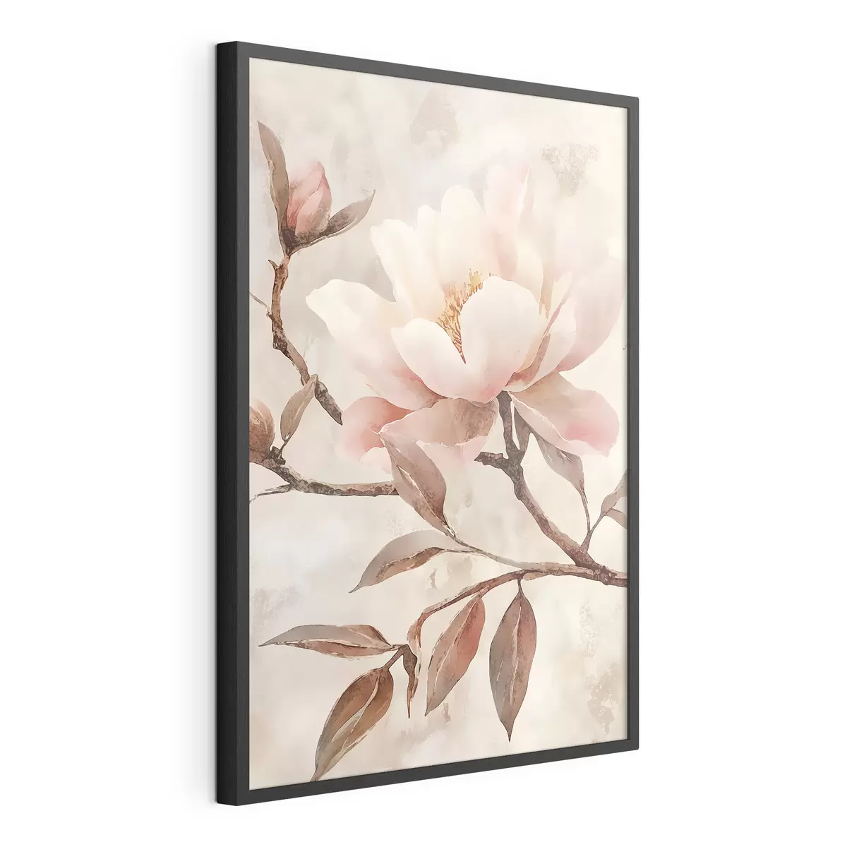 Poster Branche avec des pivoines et des feuilles f50292