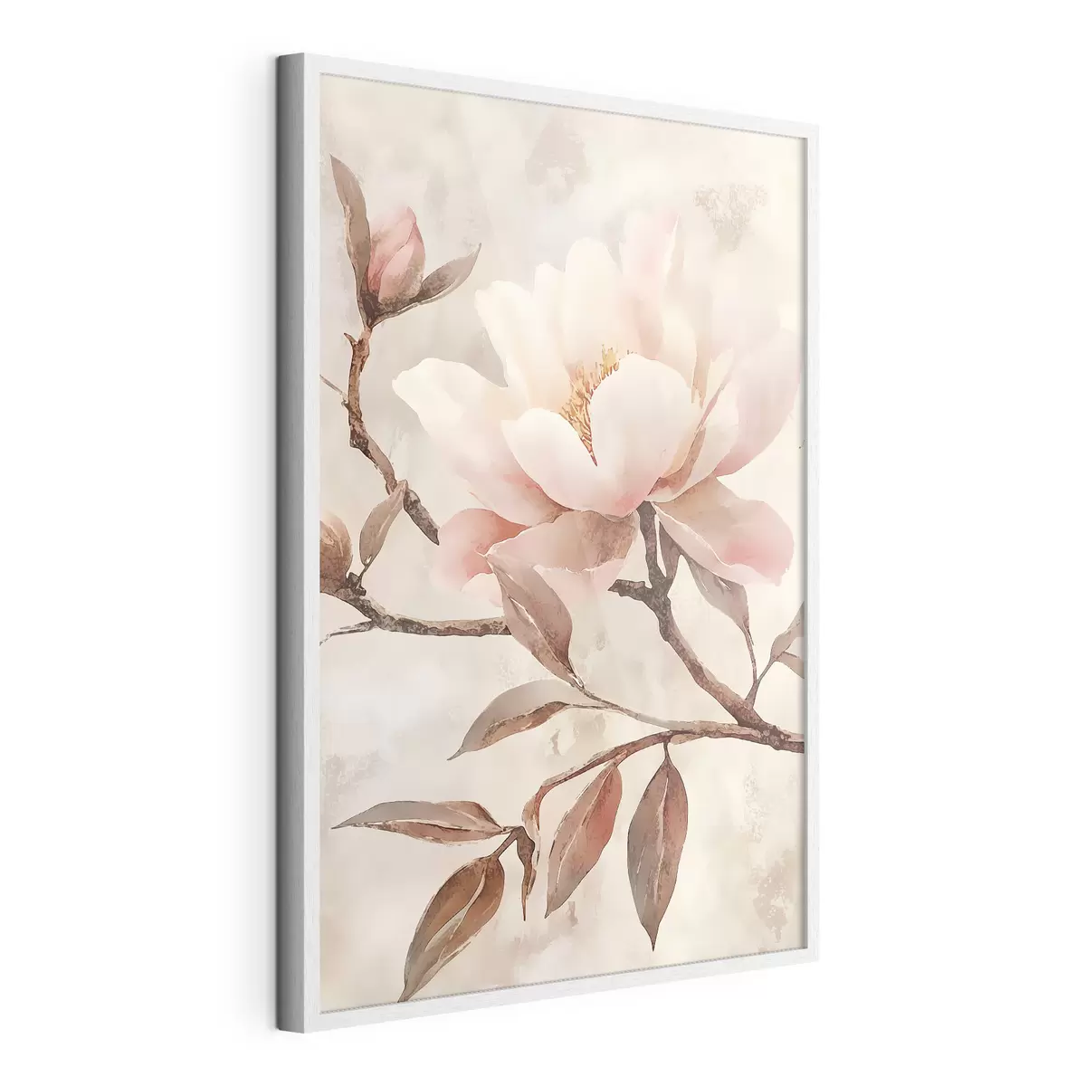 Poster Branche avec des pivoines et des feuilles f50292