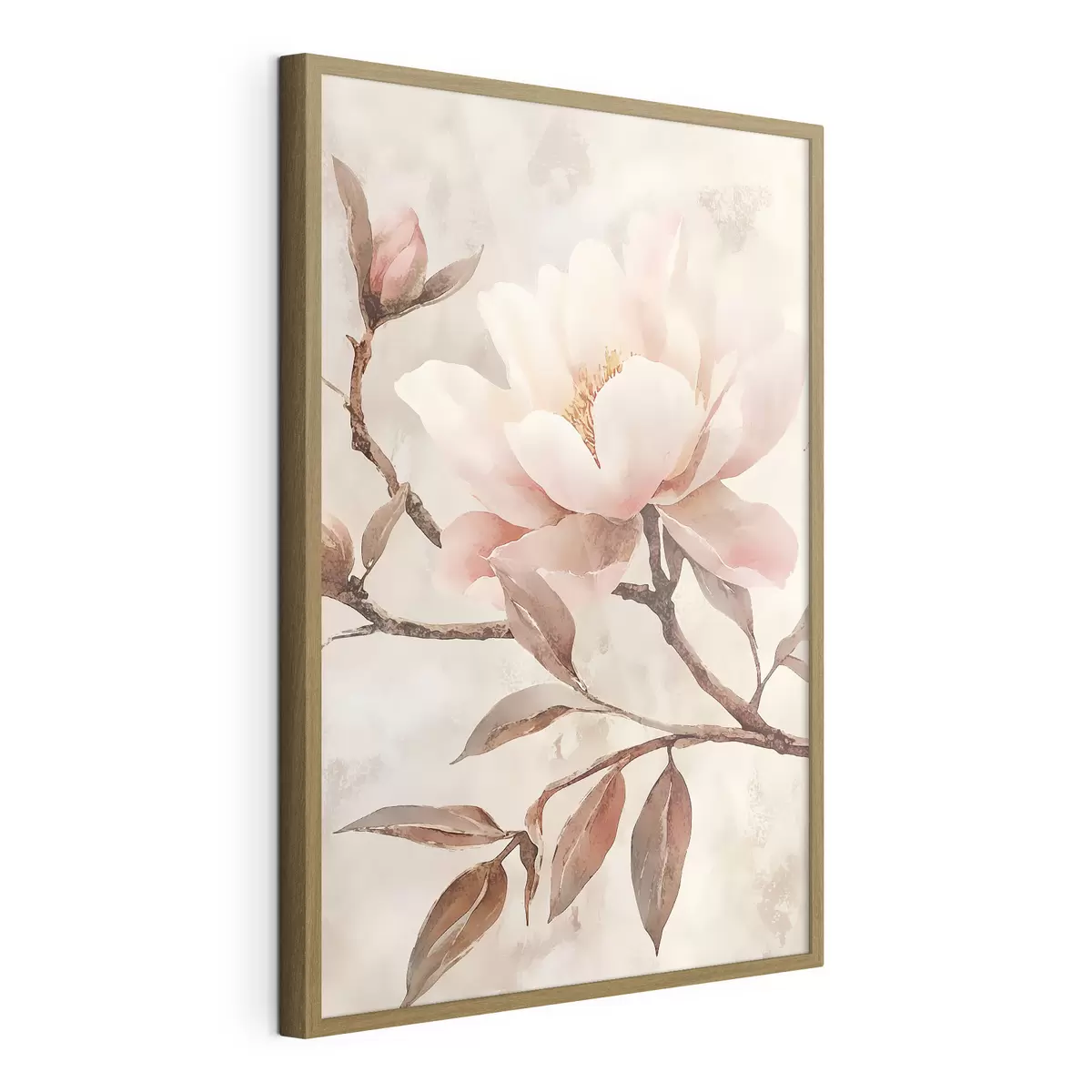 Poster Branche avec des pivoines et des feuilles f50292