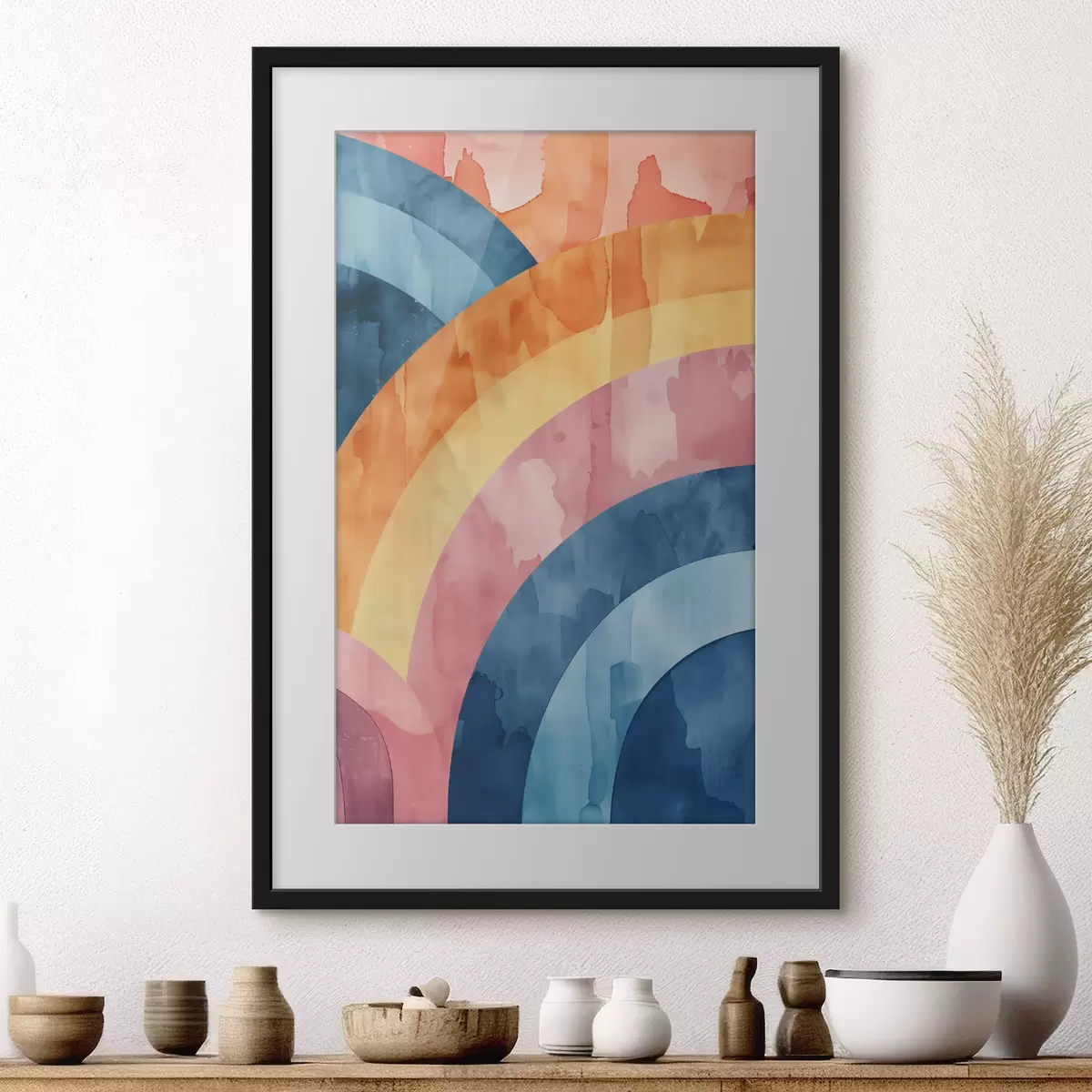 Poster Rayures abstraites aux couleurs de l'arc-en-ciel f50301