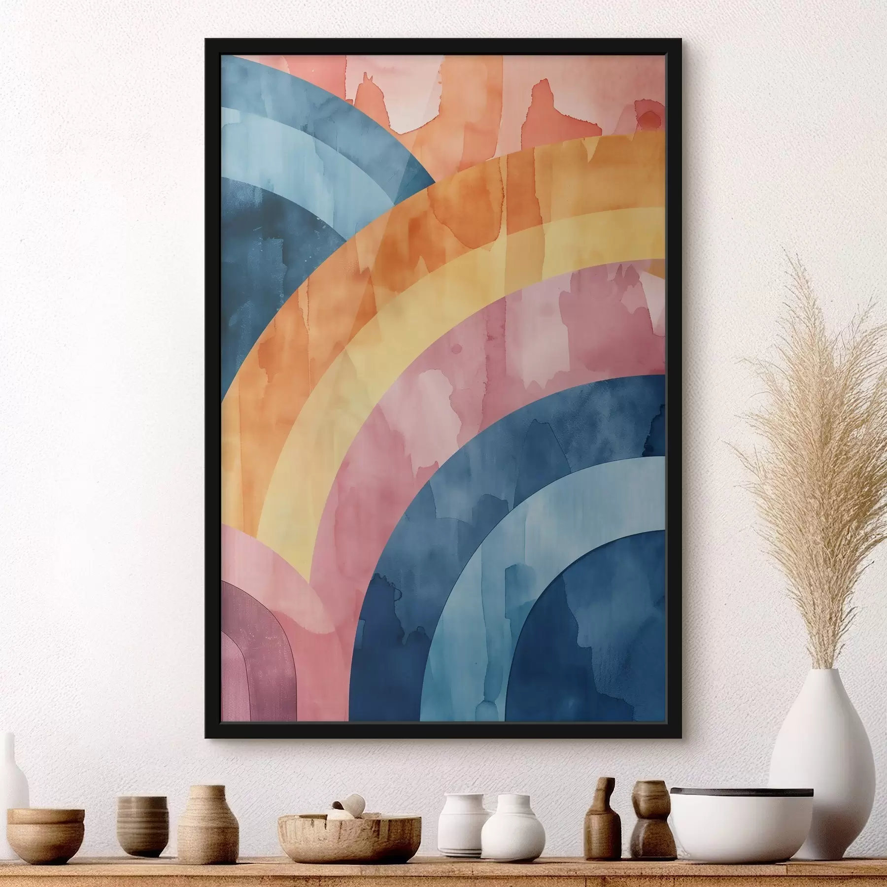 Papier peint Rayures abstraites aux couleurs de l'arc-en-ciel f50301