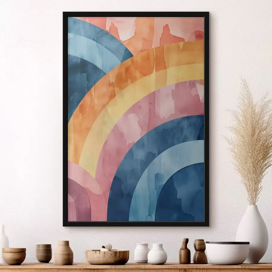 Papier peint Rayures abstraites aux couleurs de l'arc-en-ciel f50301