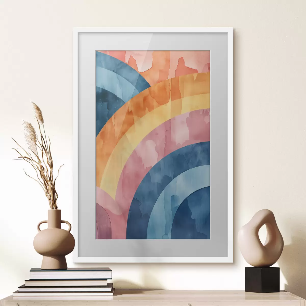 Poster Rayures abstraites aux couleurs de l'arc-en-ciel f50301