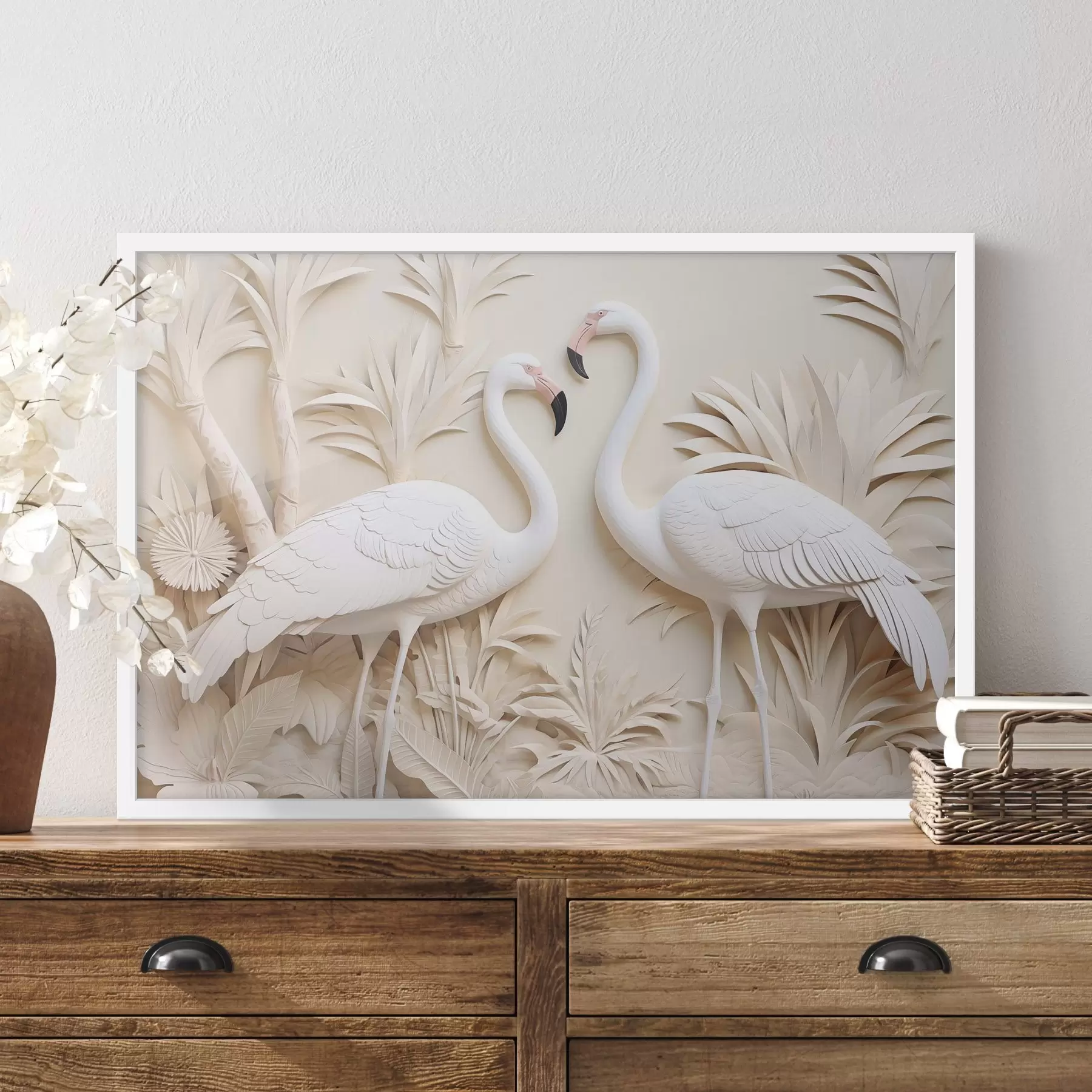 Papier peint Des flamants roses au milieu du feuillage tropical f50303
