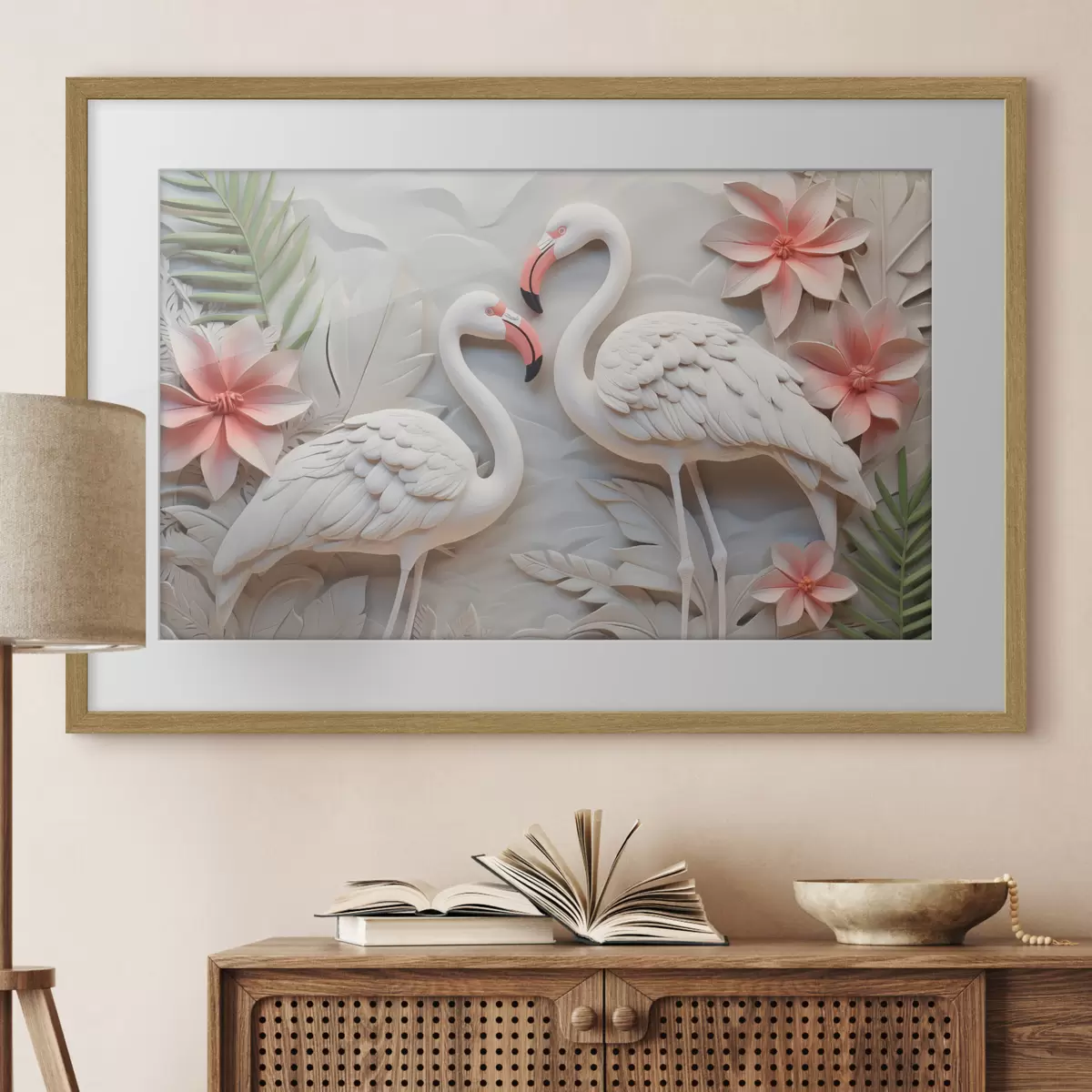 Poster Pétales blancs en trois dimensions f50304