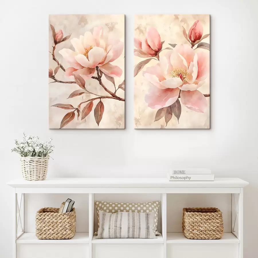 Papier peint Pivoines délicates aux teintes poudrées m30871