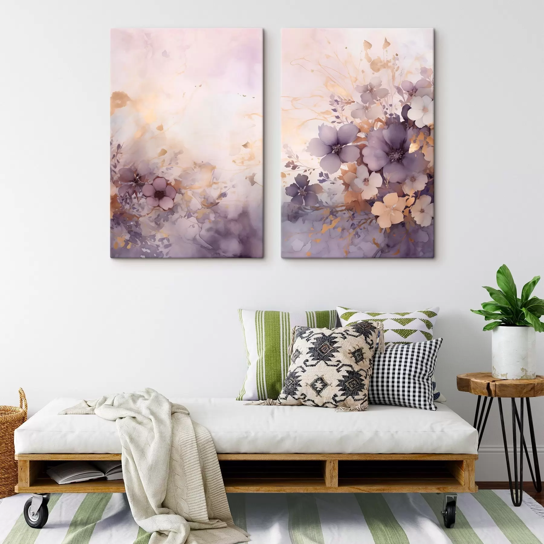 Tableau Une brume violette à l'aquarelle m30872