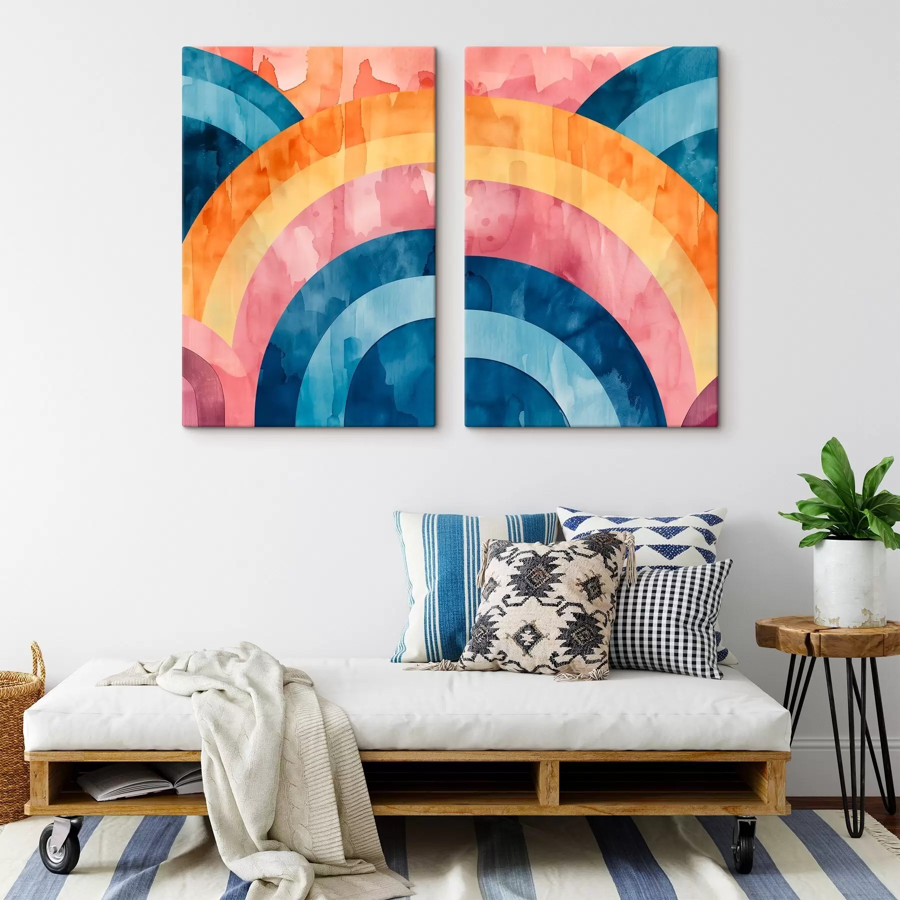Tableau Motifs géométriques aux couleurs vives et aux teintes arc-en-ciel m30874