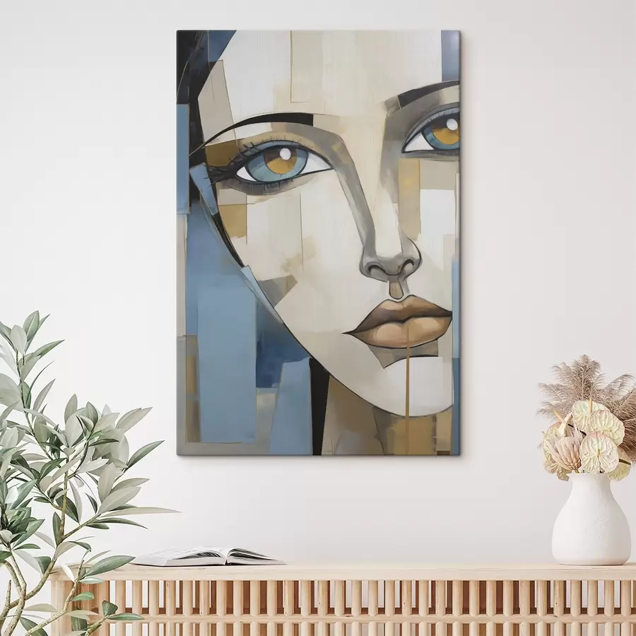 Tableau Visage abstrait, imitation d'une peinture s50264