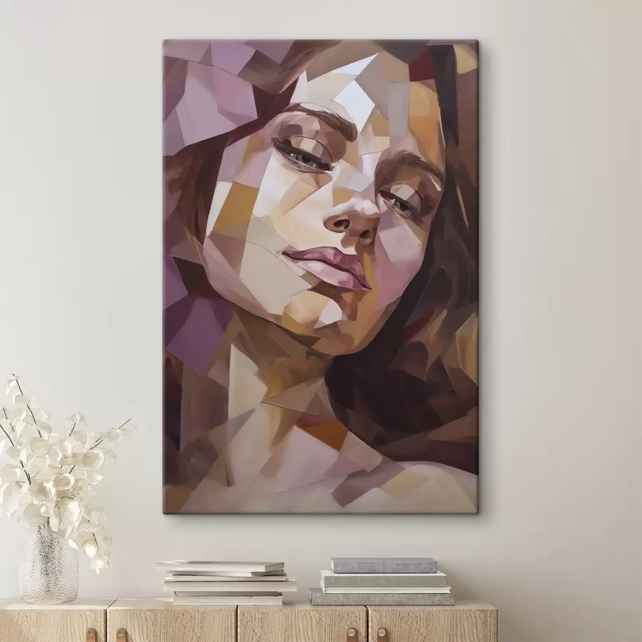 Tableau Portrait féminin abstrait, imitation de peinture s50270
