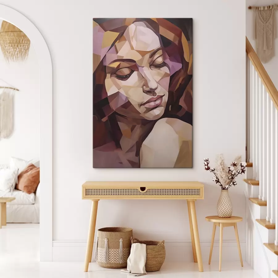 Tableau Portrait féminin abstrait, imitation de peinture s50271