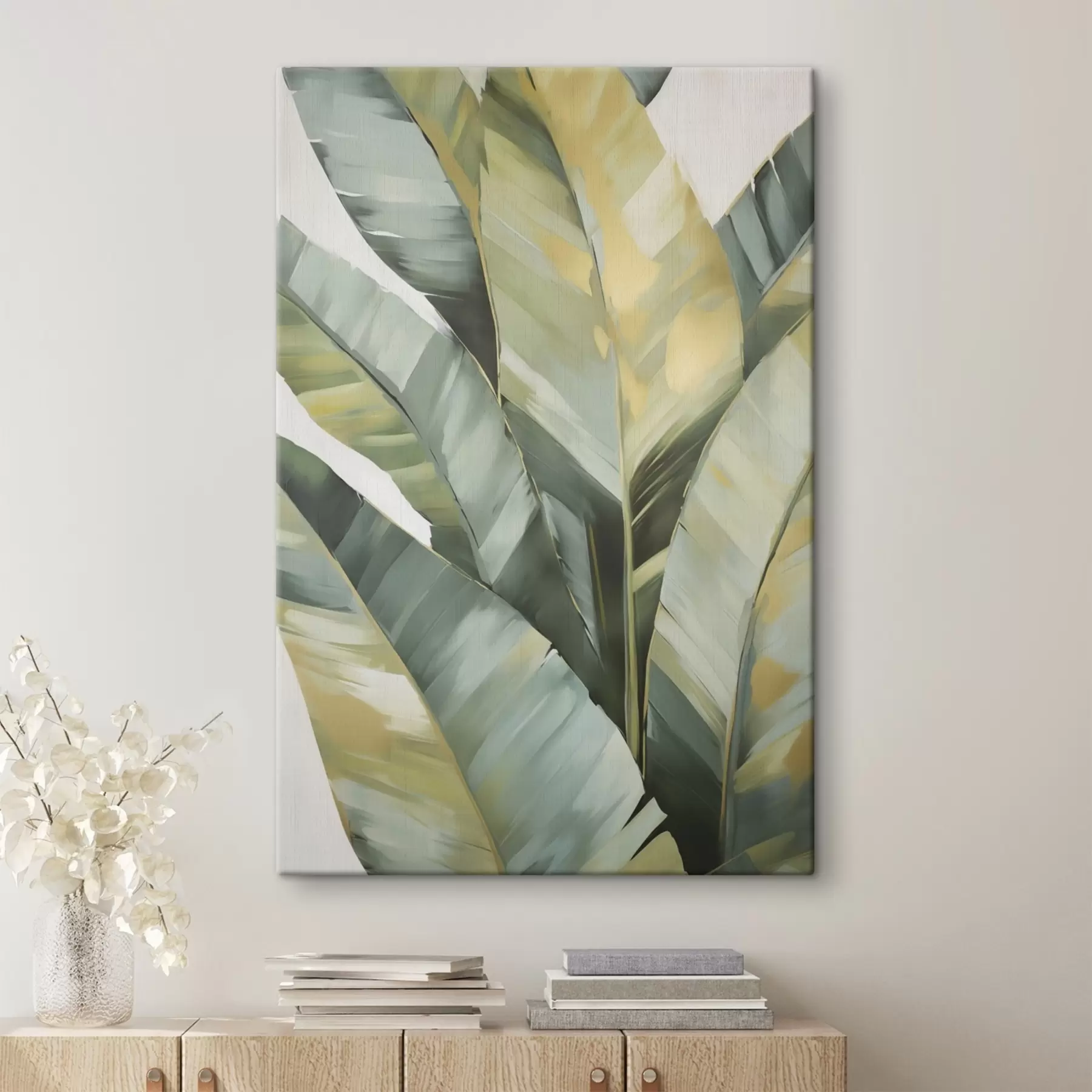 Tableau Feuilles, imitation de peinture s50278