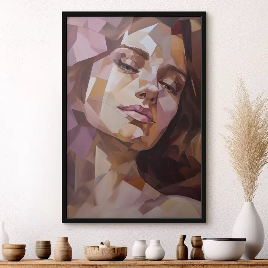 Papier peint Portrait féminin abstrait, imitation de peinture f50270