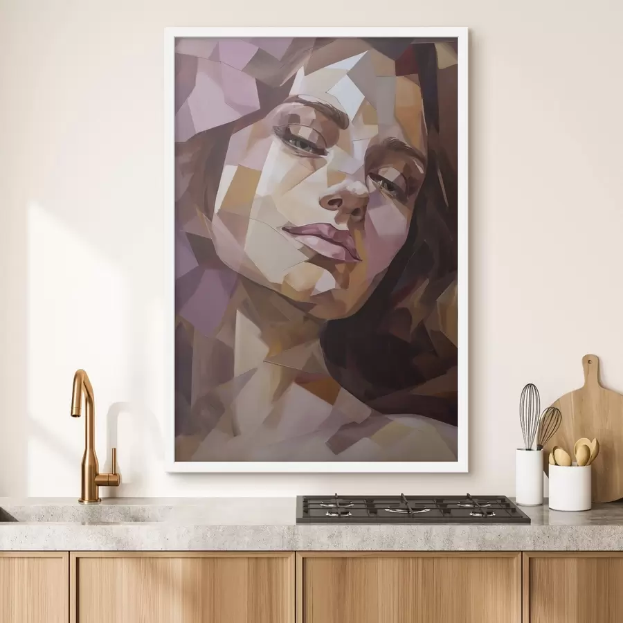 Papier peint Portrait féminin abstrait, imitation de peinture f50270