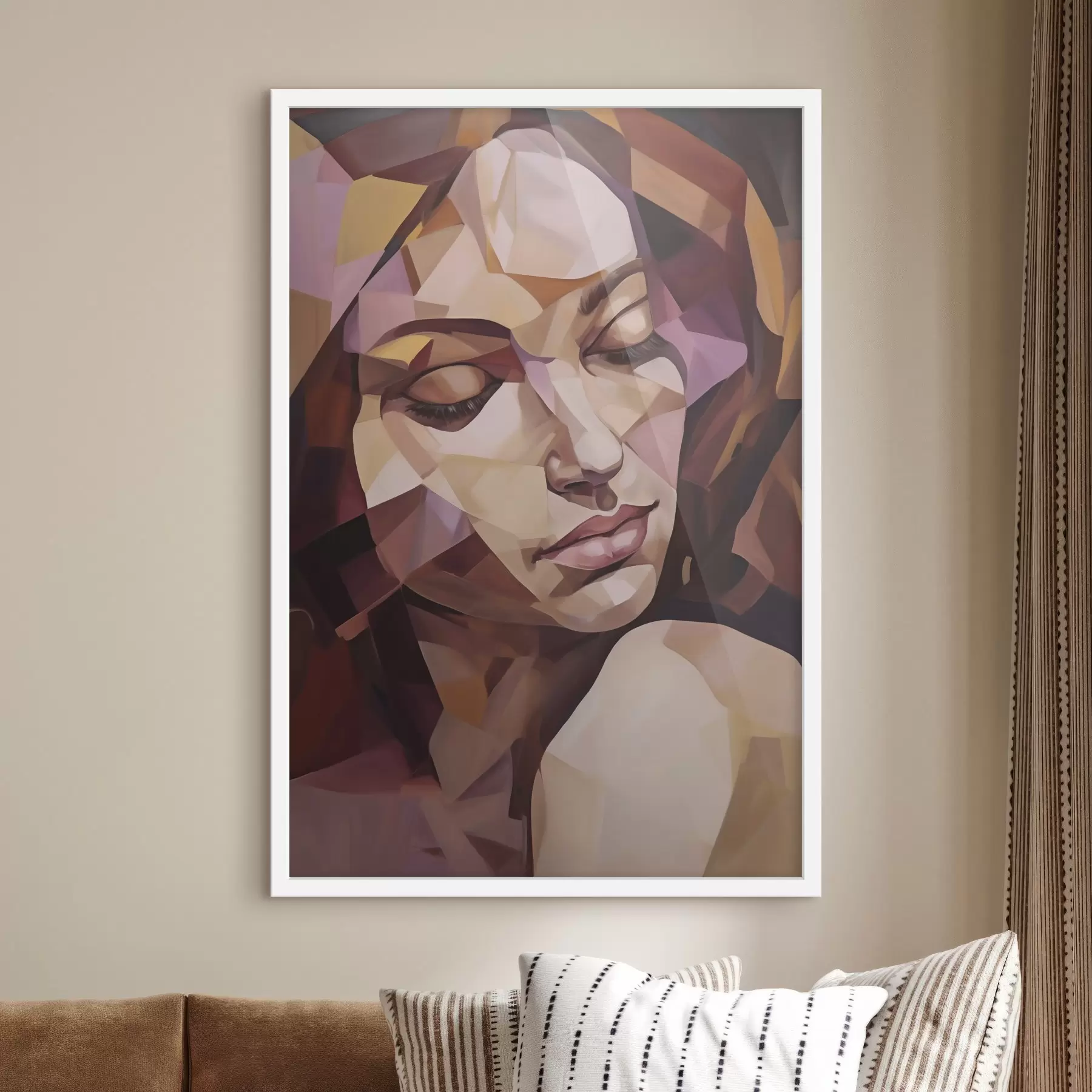 Papier peint Portrait féminin abstrait, imitation de peinture f50271