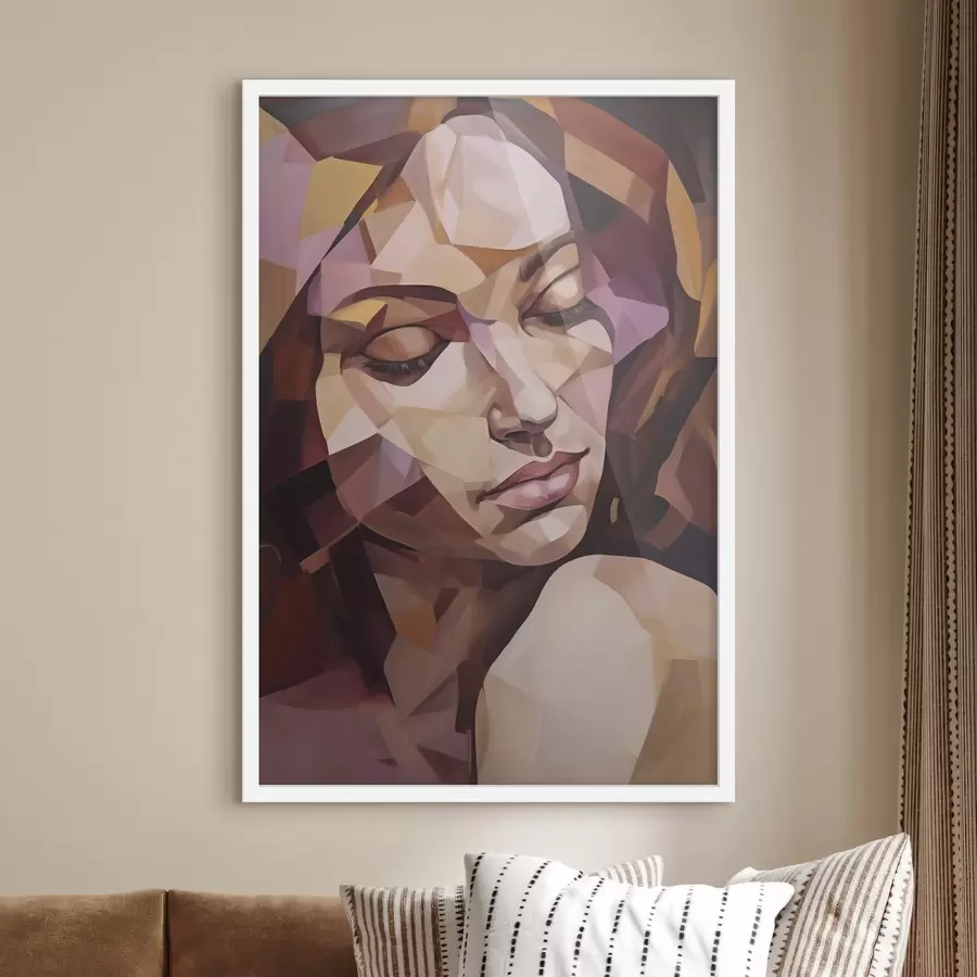 Papier peint Portrait féminin abstrait, imitation de peinture f50271