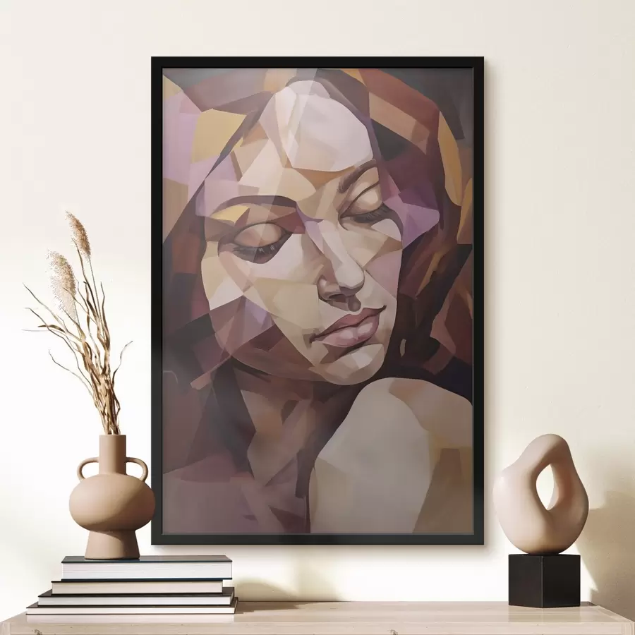 Papier peint Portrait féminin abstrait, imitation de peinture f50271