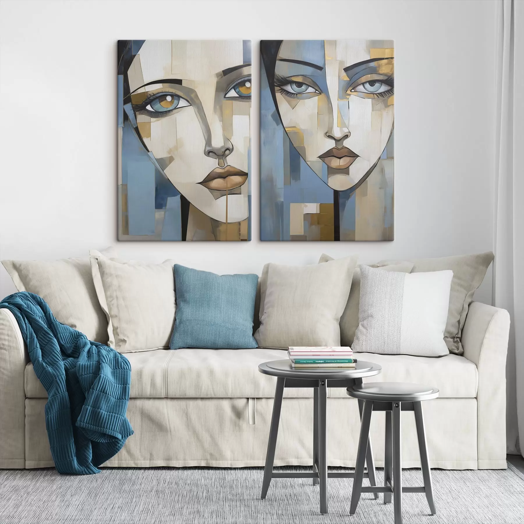 Tableau Visage abstrait, imitation d'une peinture m30859
