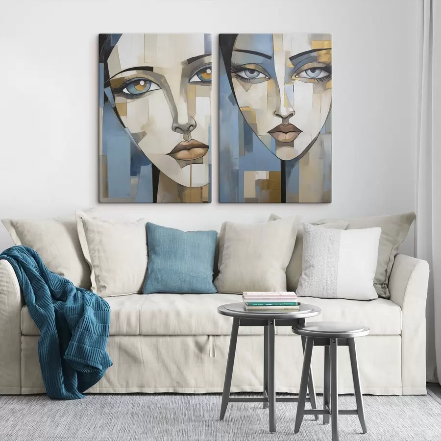 Tableau Visage abstrait, imitation d'une peinture m30859