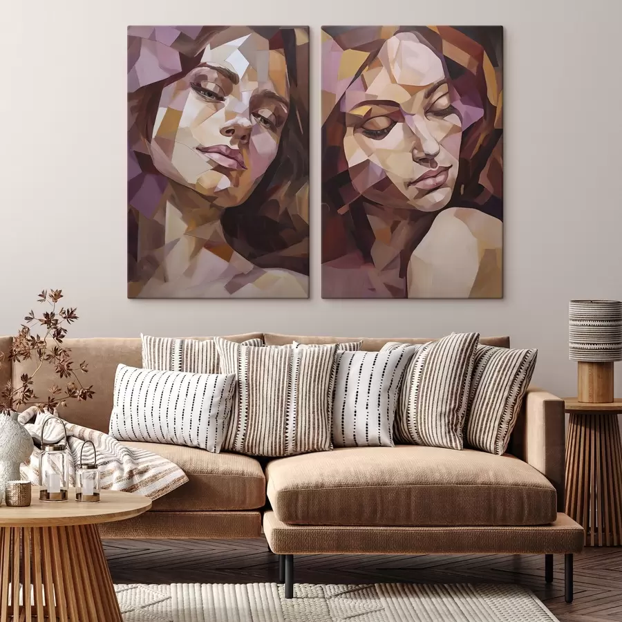 Papier peint Portrait féminin abstrait, imitation de peinture m30862