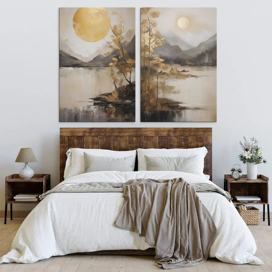Papier peint Paysage abstrait, imitation de peinture m30863