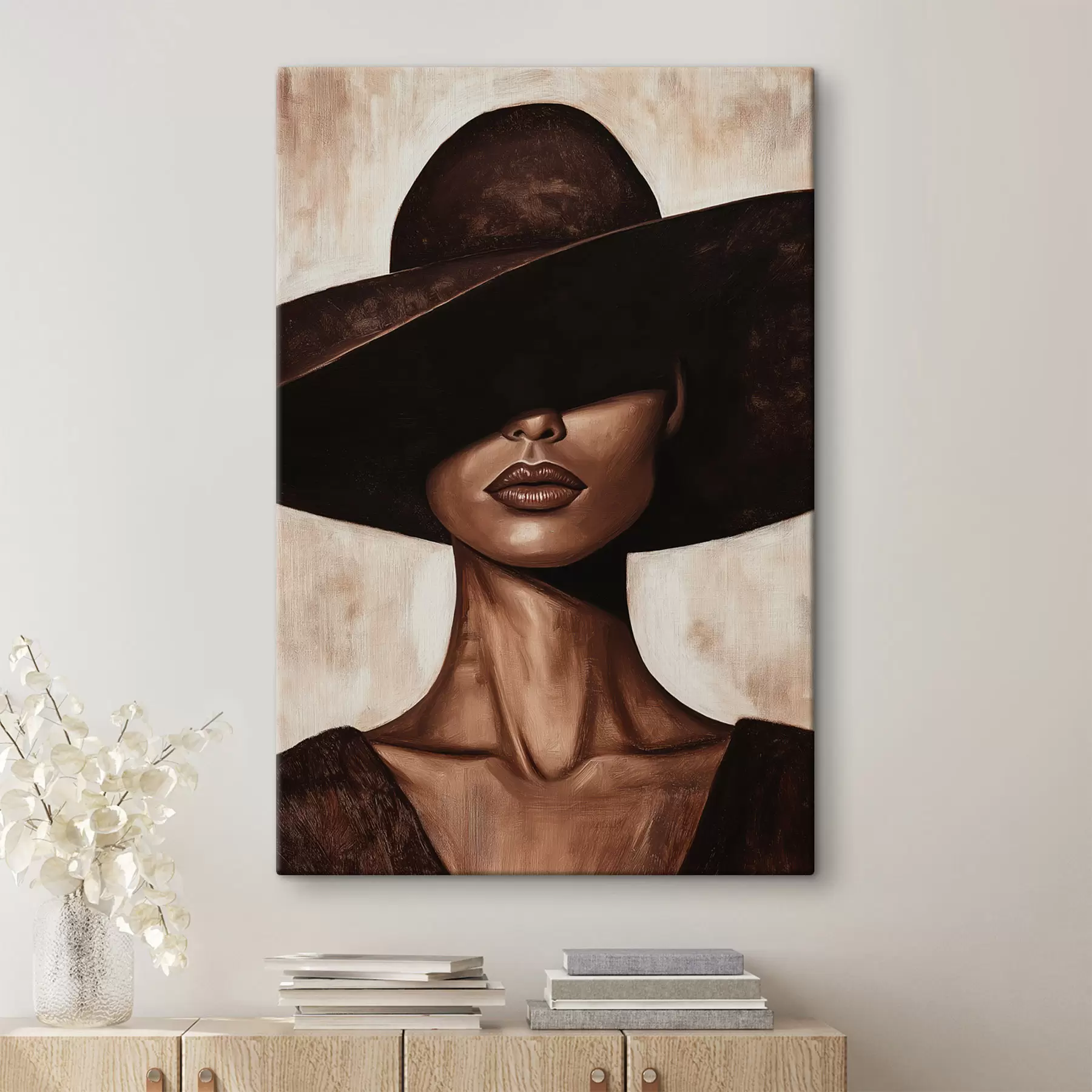 Tableau Une femme au chapeau s50319