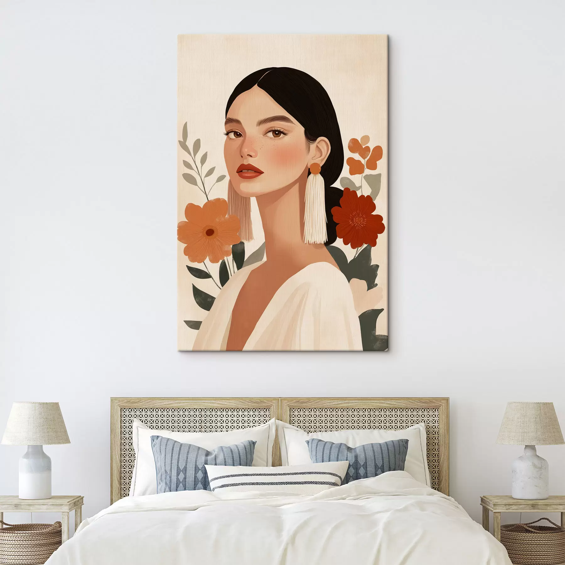 Tableau Une jeune fille aux fleurs s50320