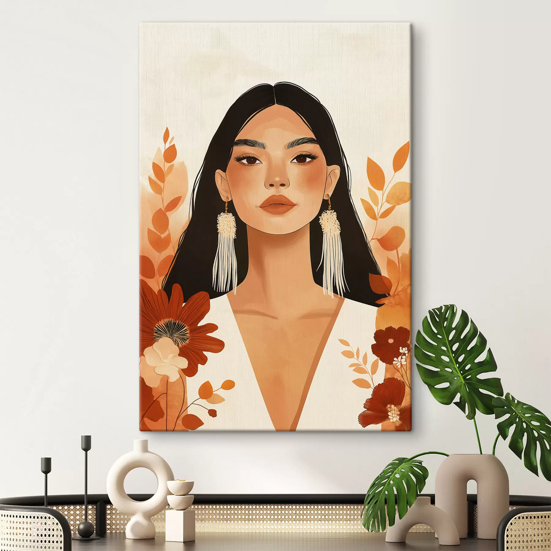 Tableau Une jeune fille aux fleurs s50321