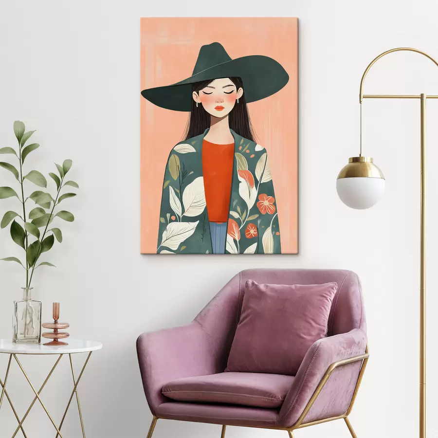 Tableau Une femme au chapeau s50325