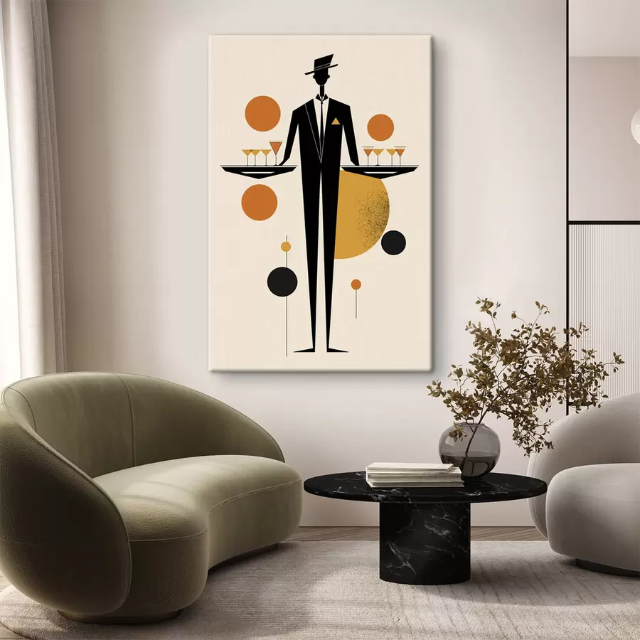 Tableau Sommelier abstrait avec des verres à vin s50328