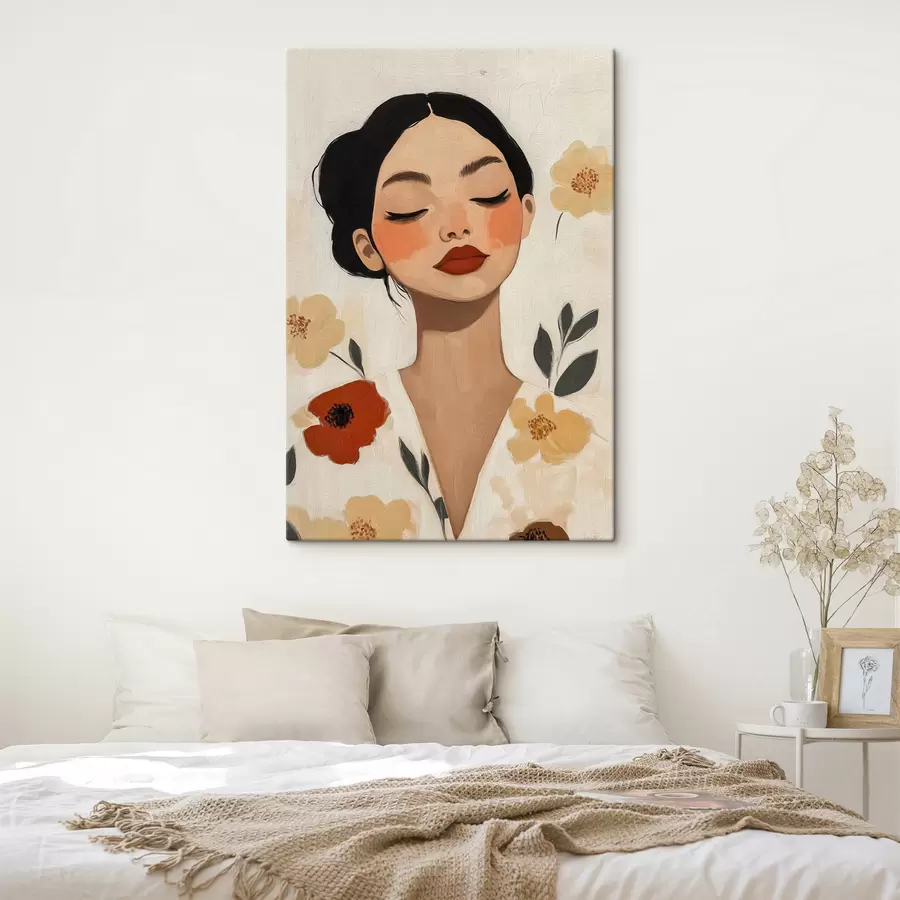 Tableau Une jeune fille parmi les fleurs s50335