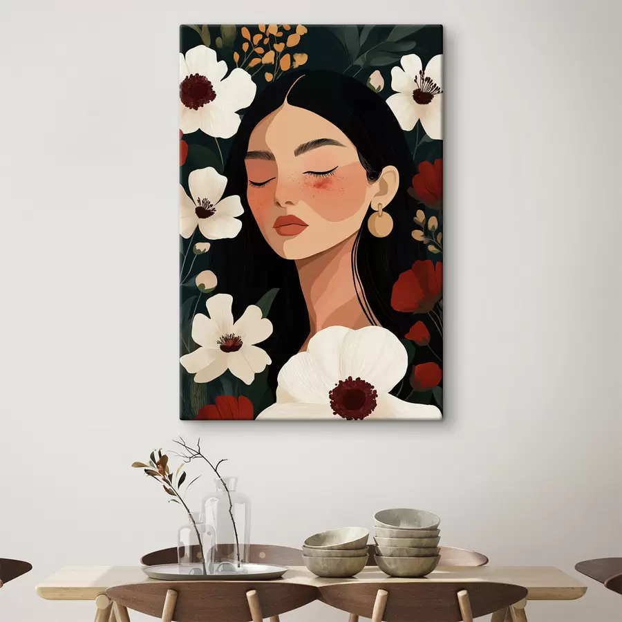 Tableau Une femme parmi les fleurs s50339