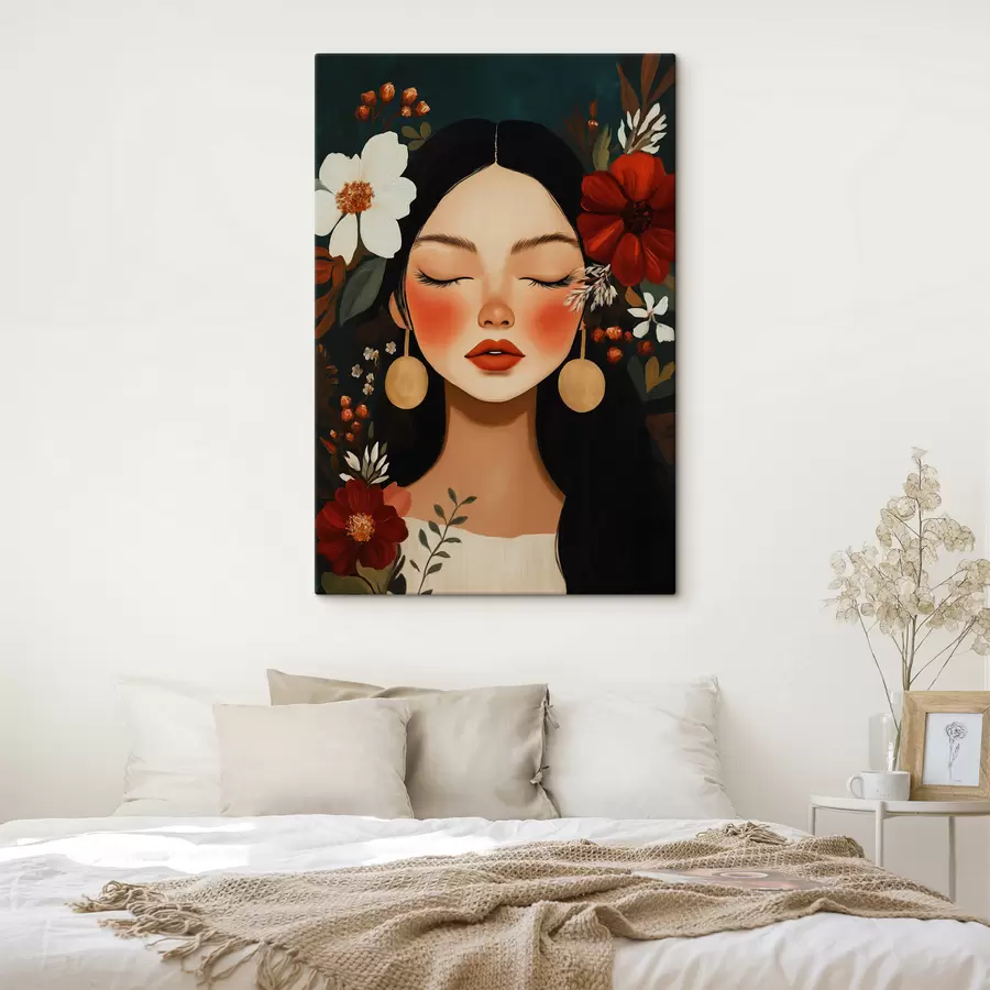 Tableau Une femme parmi les fleurs s50340