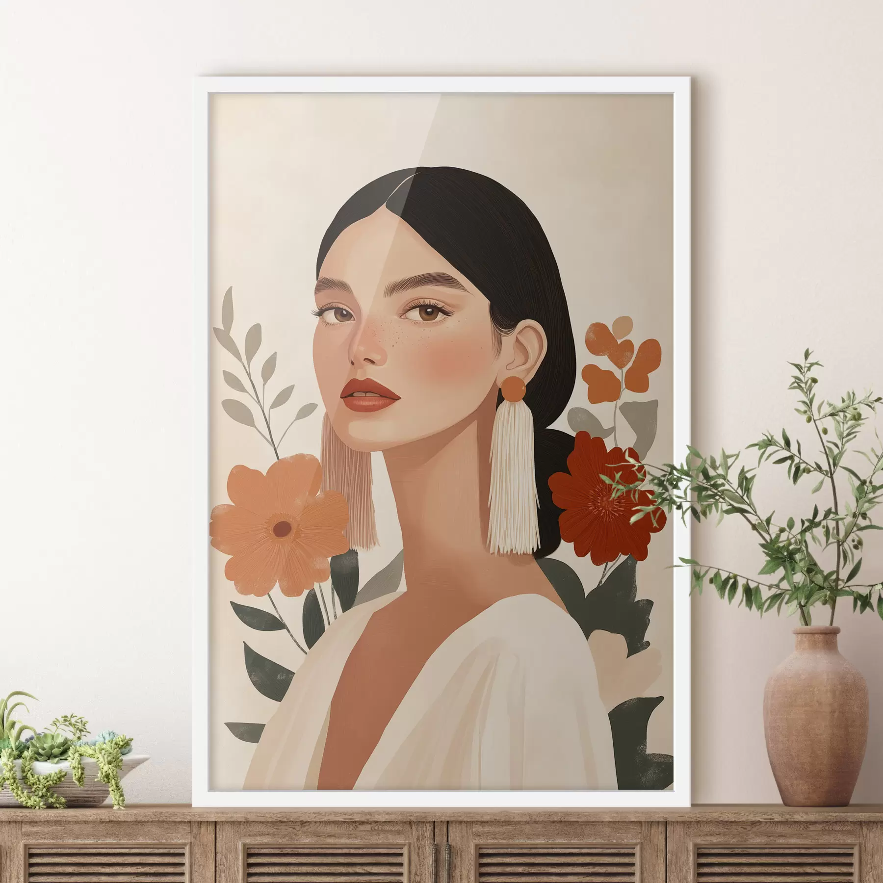 Papier peint Une jeune fille aux fleurs f50320