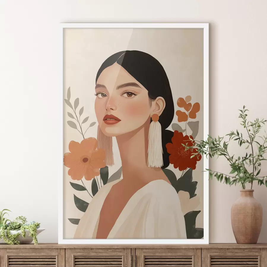 Papier peint Une jeune fille aux fleurs f50320