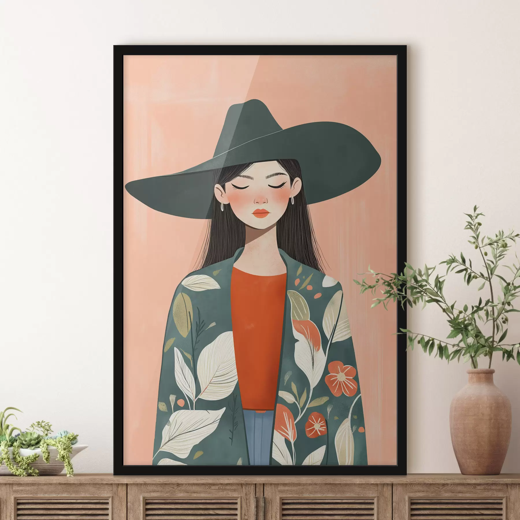 Papier peint Une femme au chapeau f50325