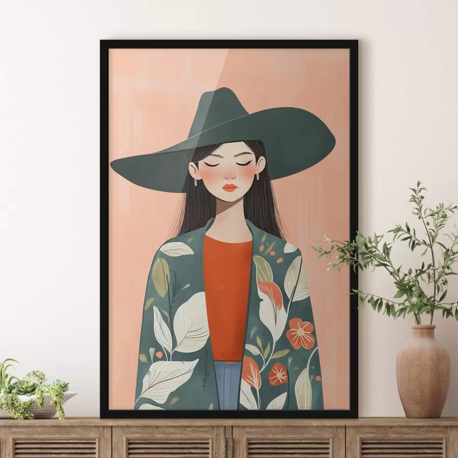 Papier peint Une femme au chapeau f50325