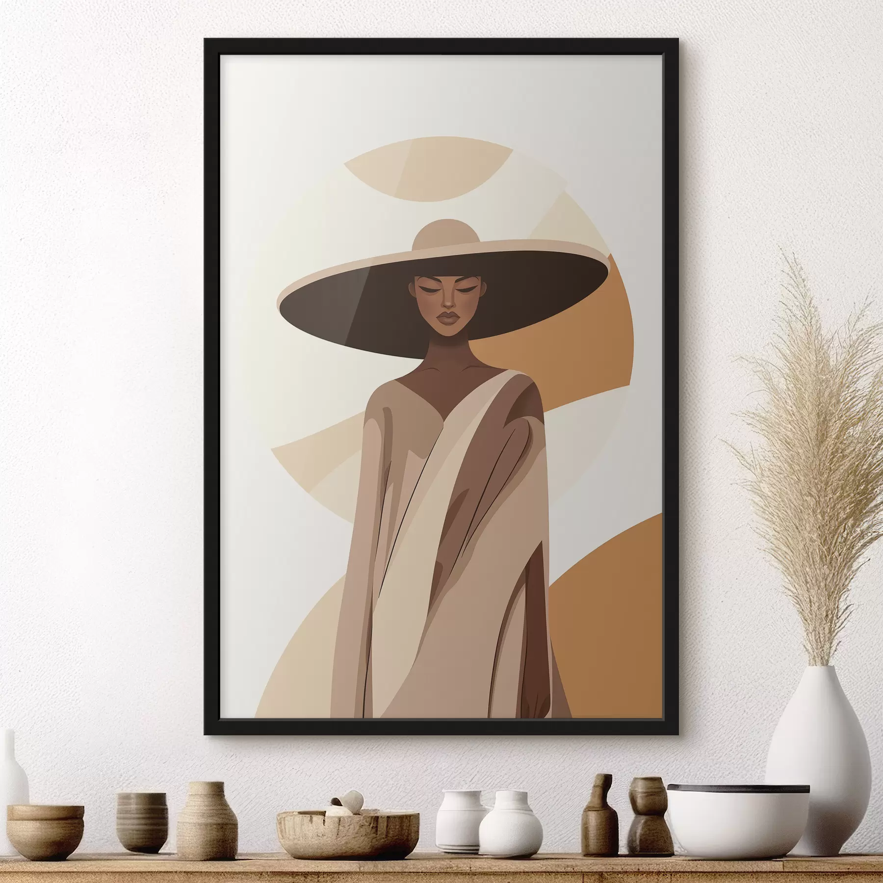 Papier peint Une femme au chapeau f50327