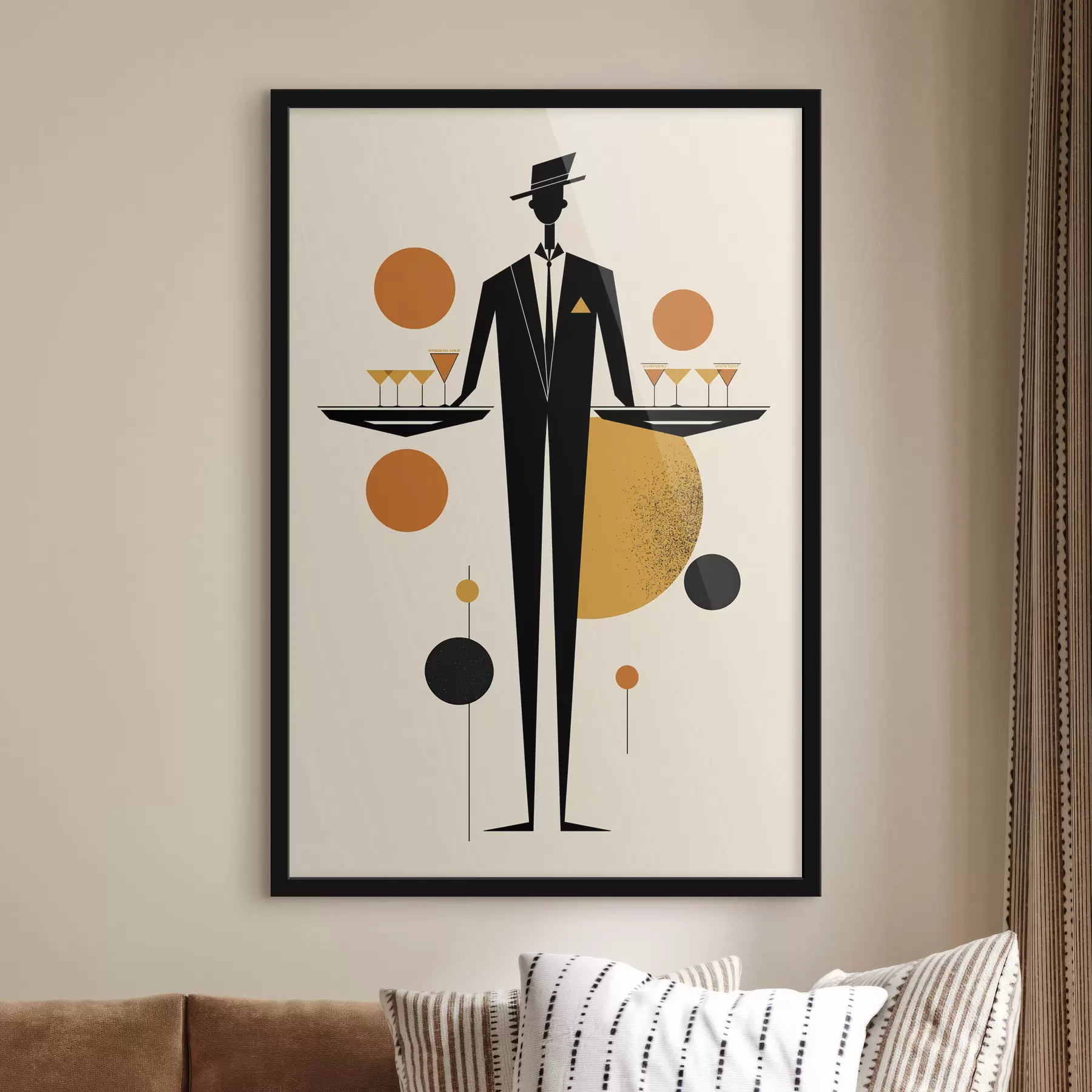 Papier peint Sommelier abstrait avec des verres à vin f50328