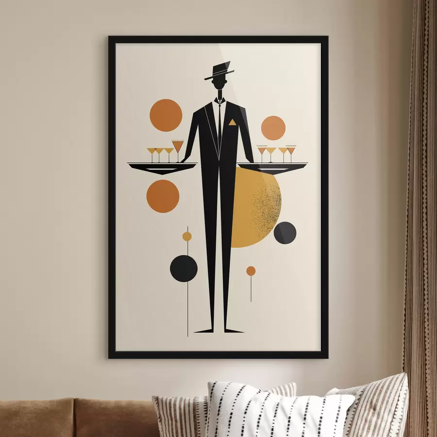 Papier peint Sommelier abstrait avec des verres à vin f50328