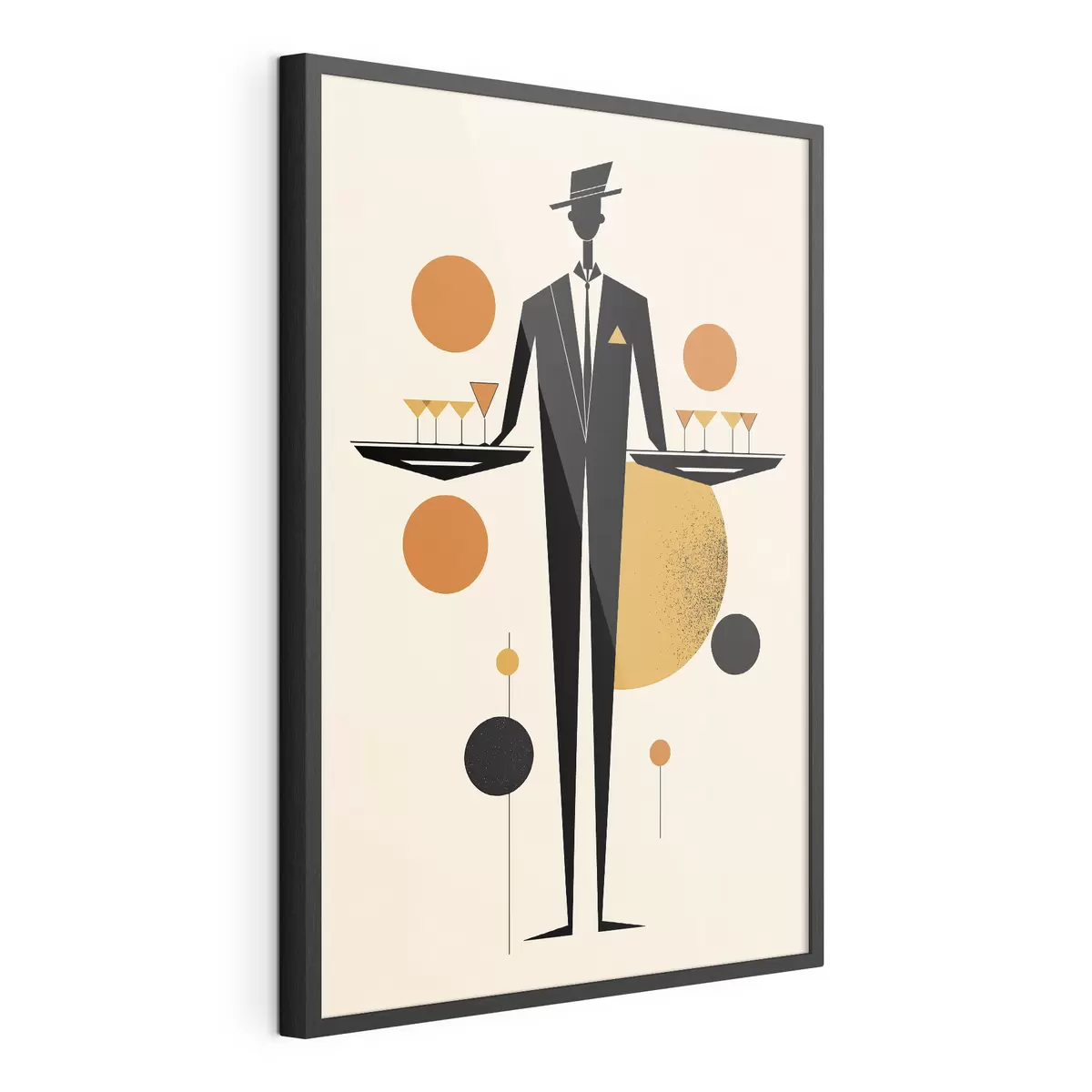 Poster Sommelier abstrait avec des verres à vin f50328