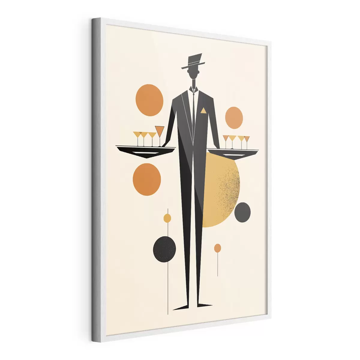 Poster Sommelier abstrait avec des verres à vin f50328