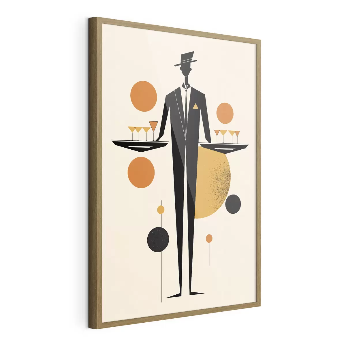 Poster Sommelier abstrait avec des verres à vin f50328