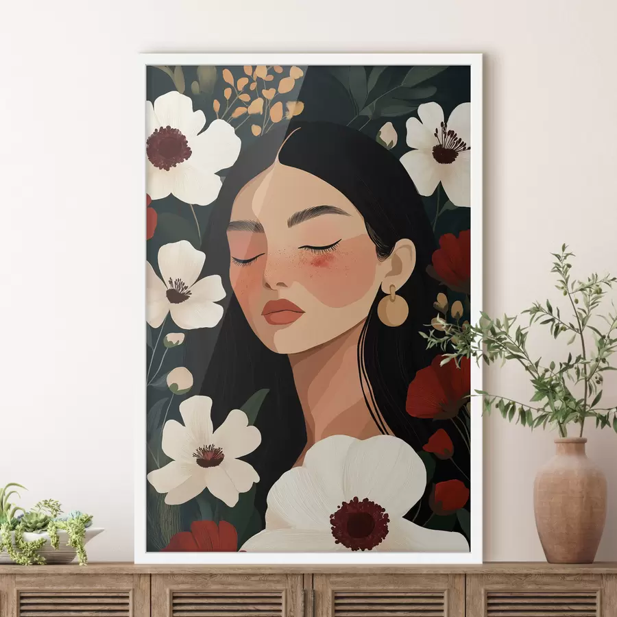 Papier peint Une femme parmi les fleurs f50339