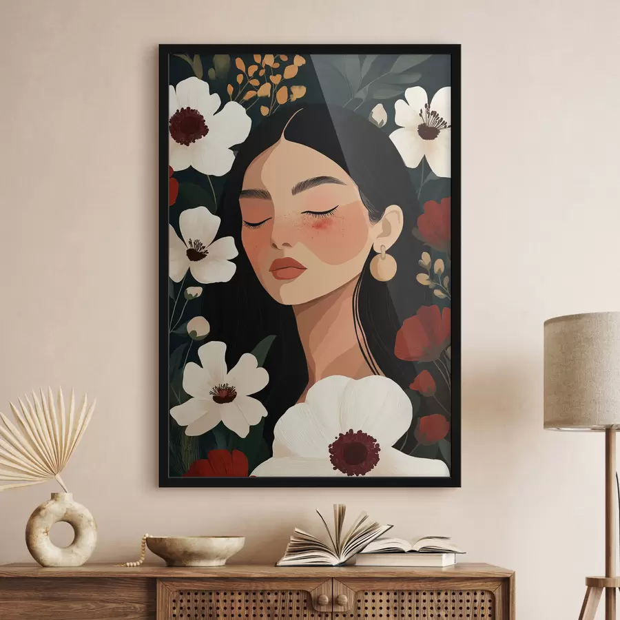 Papier peint Une femme parmi les fleurs f50339